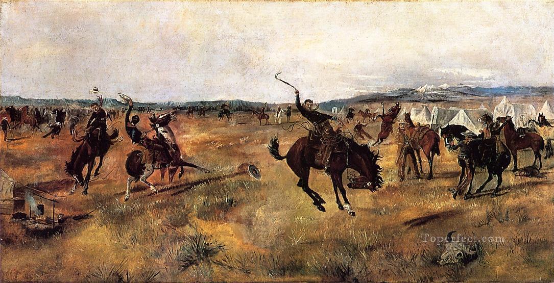 Breaking Camp western American Charles Marion Russell Oil Paintings